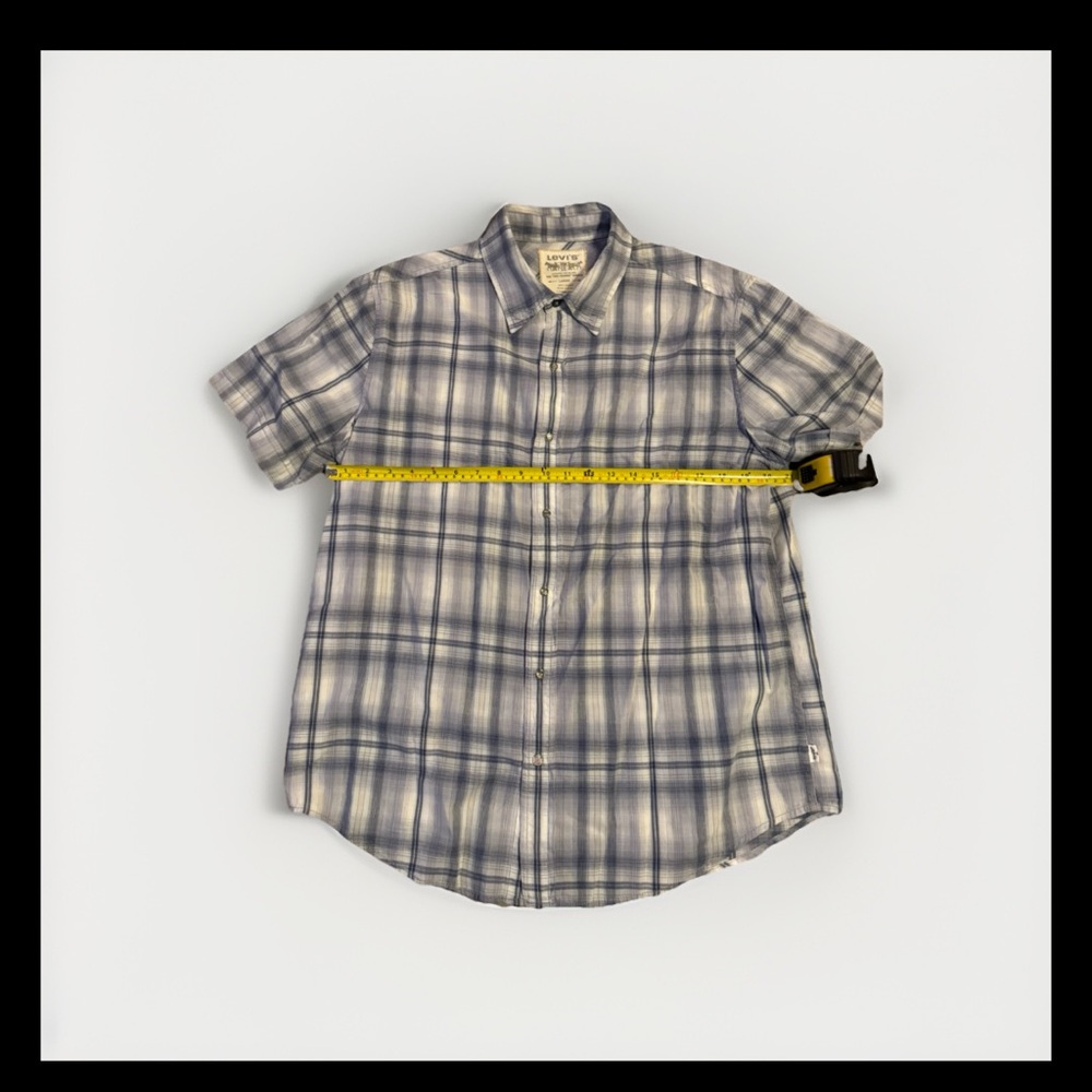 Levi's Blue and White Plaid Shirt pearl Snaps 126